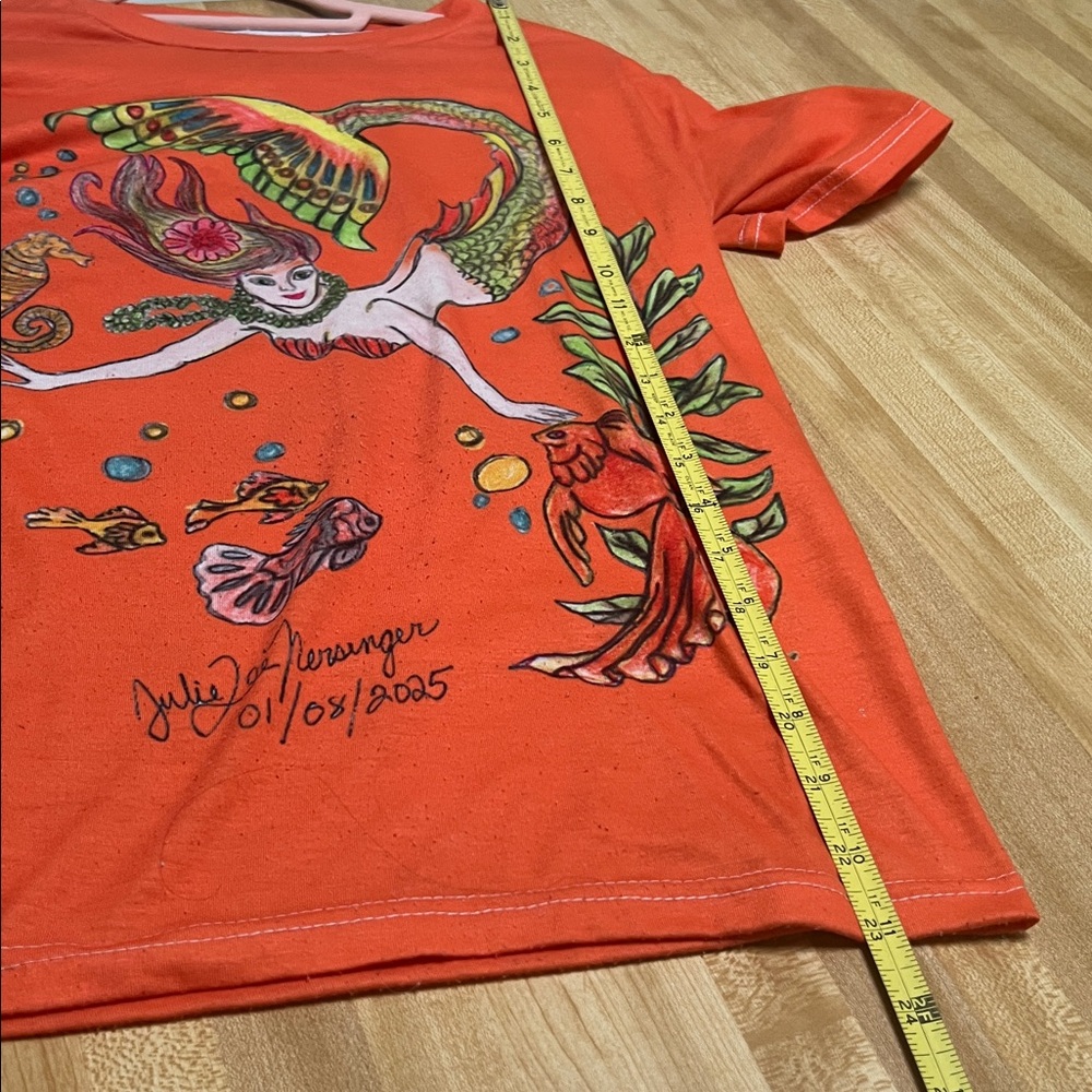 ( 0353) Women Mermaid Vibrant Orange Mermaid Graphic T-Shirt - Picture 7 of 9